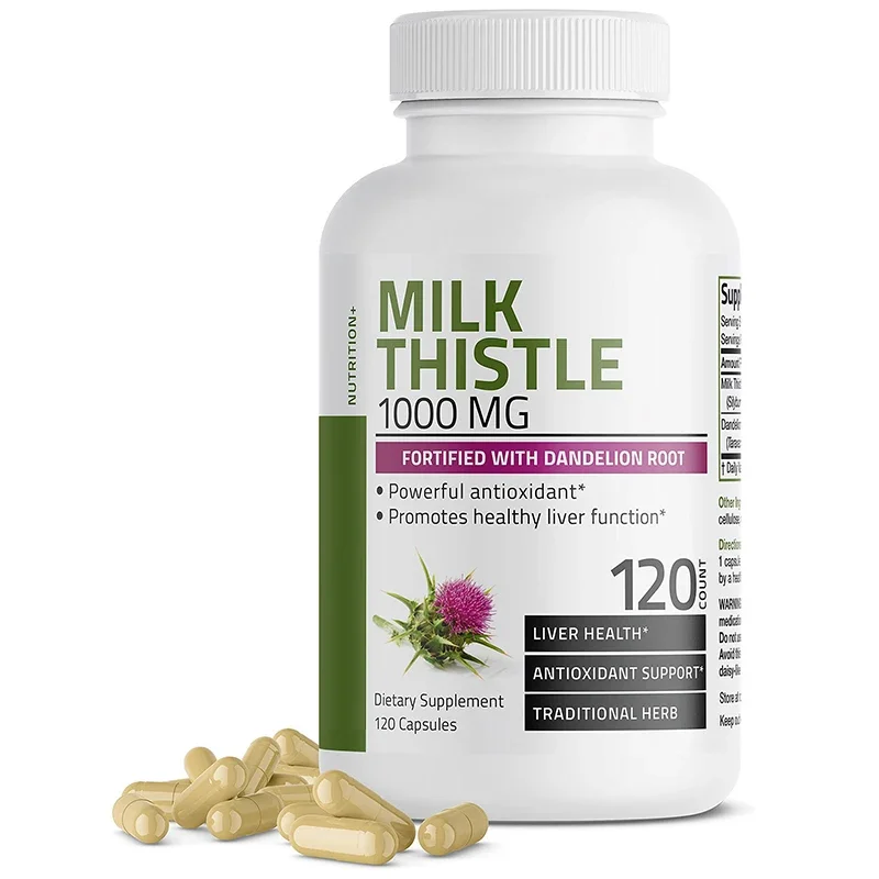 

1 bottle Milk Thistle Capsules Dandelion Root Liver Supplement Liver Care Lowers Cholesterol Detoxification Promotes Digestion