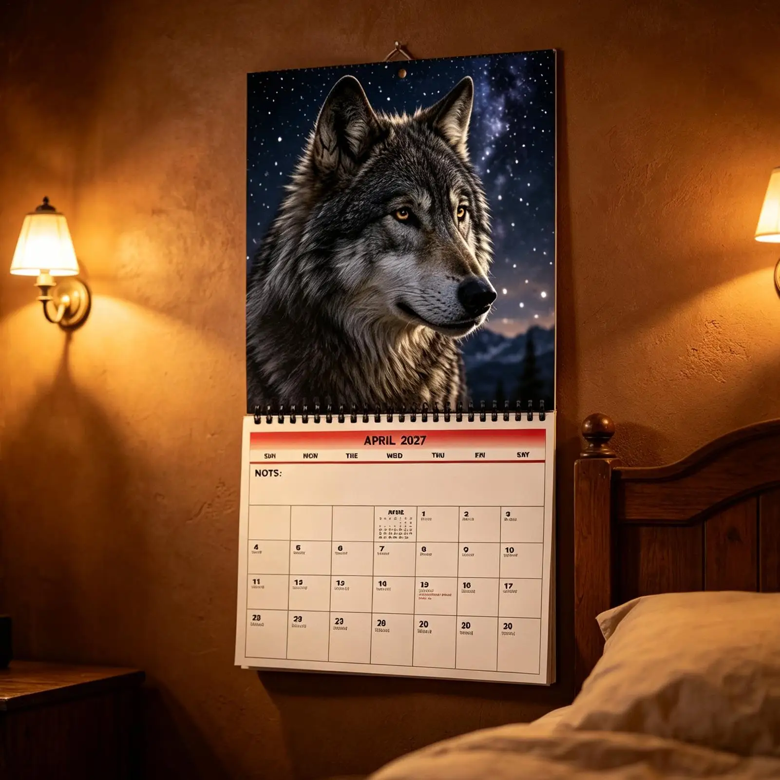 2027 Pallas's Claw Calendar 12 Monthly Wolf Theme Agenda Planner Spiral Bound Wall Calendar For Home Indoor Office