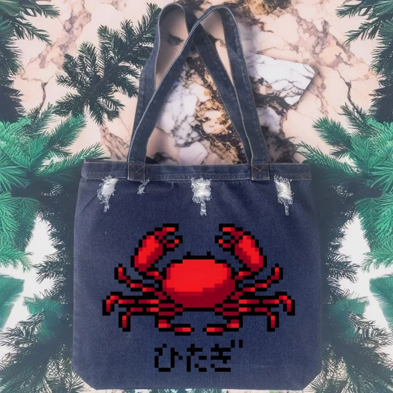 

Senjougahara Women Shoulder Bag Luxury Designer Denim Handbag Underarm Bag Solid Color Simple Female Commuter Shopper Bag