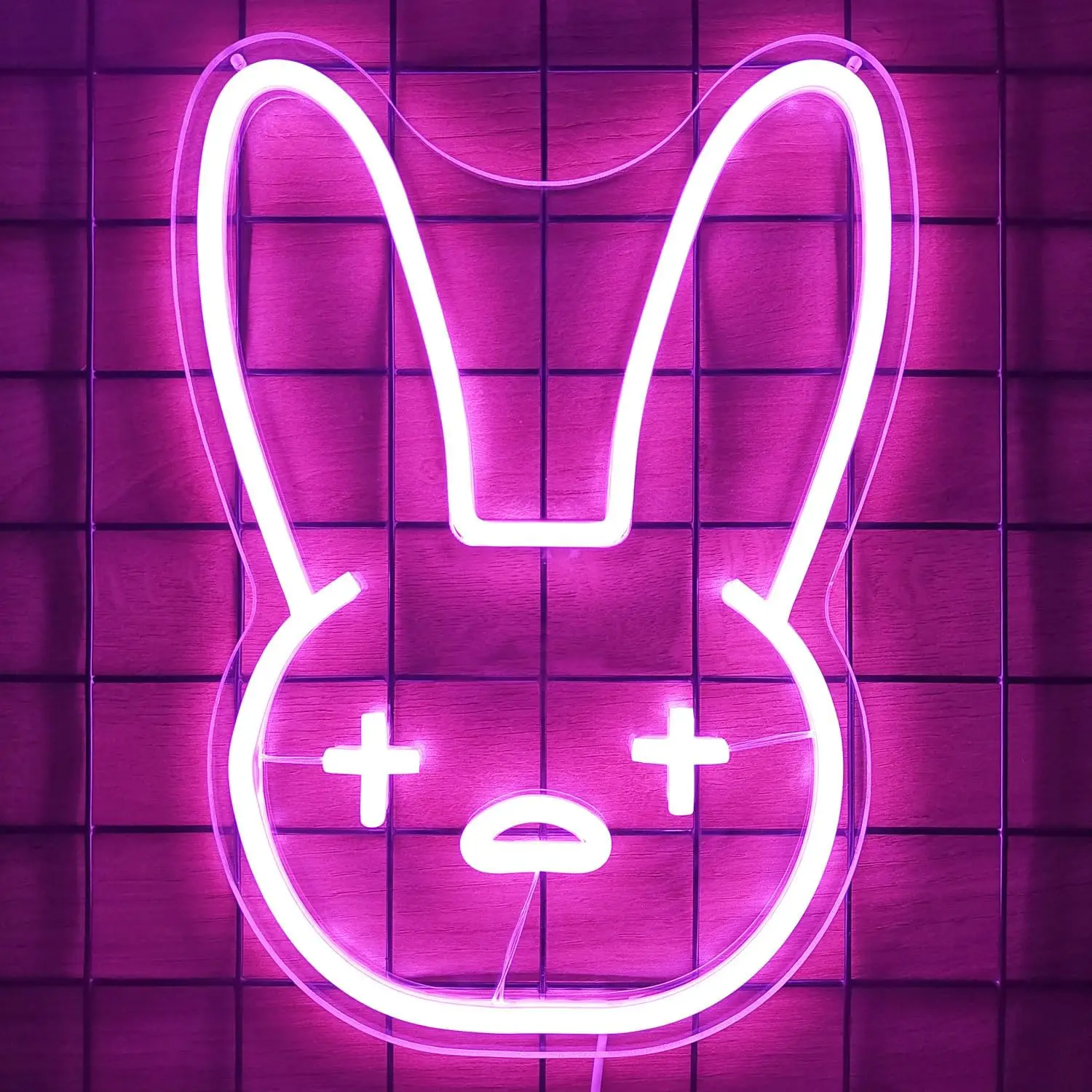 

Bad Cute Bunny Neon Sign Funny Rabbit LED Light Wall Decor Merch Game Room Birthday Kid Gift Hip Hop Music Lover Bar Club Animal