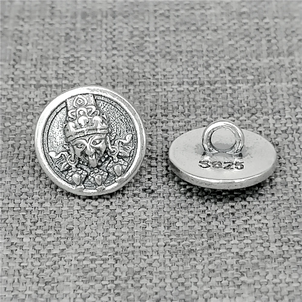 

Застежки-кнопки Lhamo из стерлингового серебра 4 пробы, серебро 925 пробы, проставка «Бог богатства» Drashi, 10 мм