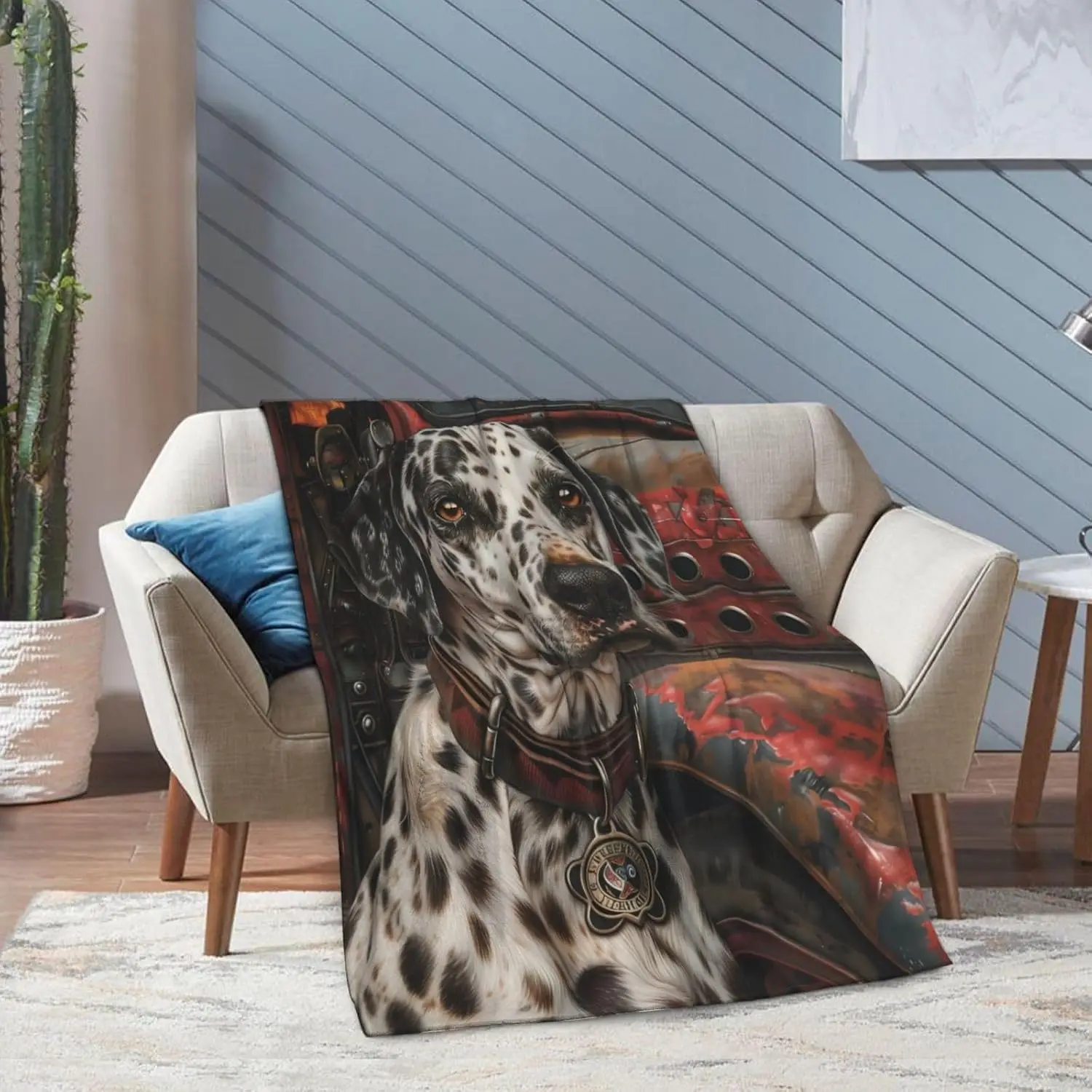 Beautiful Dalmatian Dog Pet Portrait Blanket Throw Large Cozy Photo Tapestry Home Decor Gift for Dog Lovers 150x200cm