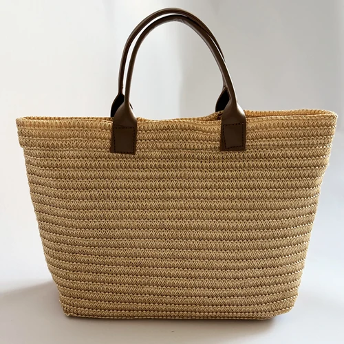 Imagen 2 del producto Bolso tejido bordado con letras para ir al trabajo de gran capacidad, bolso tejido de hierba informal a la moda para mujer, bolso de mano, bolso
