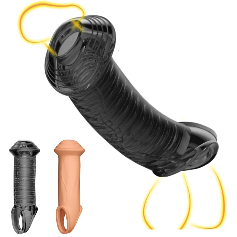 Reusable Penis Enlargement Sleeve Glans Expose Delay Ejaculation Cock Ring Sex Toys for Men Foreskin Penis Ring Sex Products