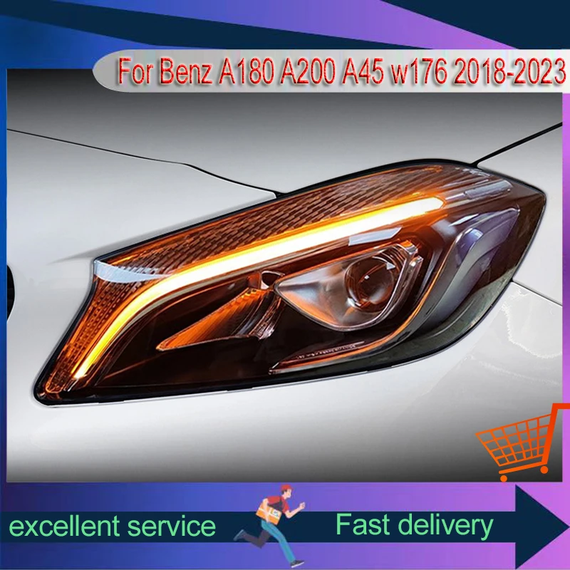 

Headlight Styling FOR Benz 2018-2023 A180 A200 A45 w176 Front Projector Lens DRL Head Lamp LED Bulbs Car Stuff Mobile Accessory