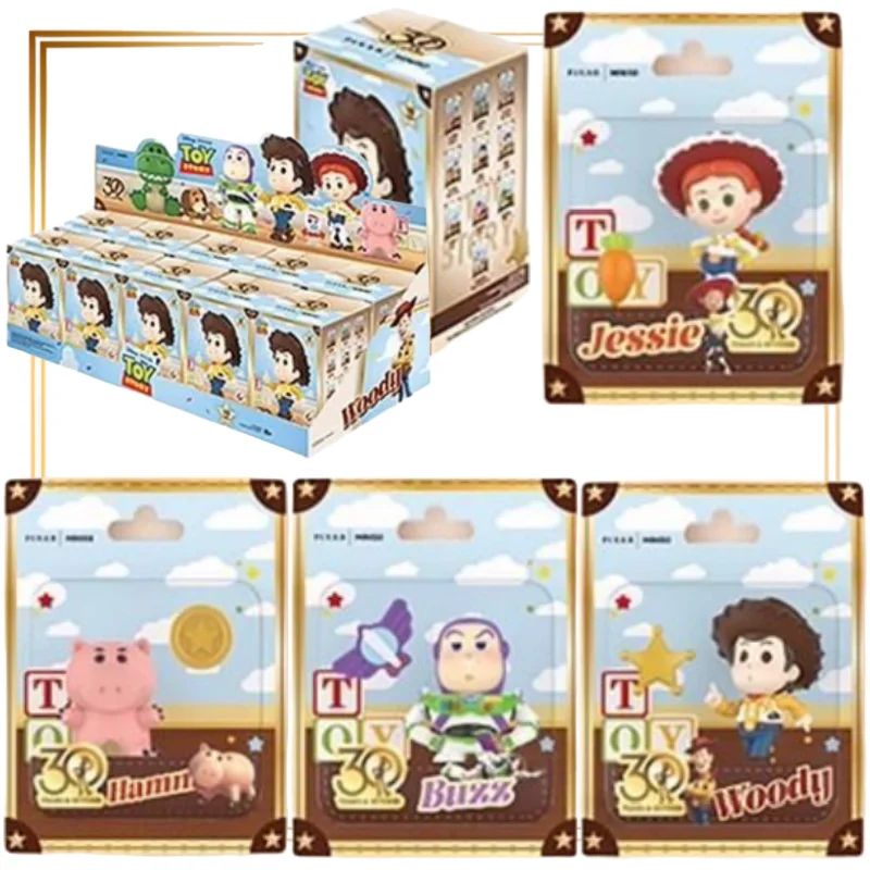 MINISO Toy Story Pixar Play مع سلسلة بطاقات معلقة غير محدودة صندوق أعمى أنيمي الطنانة الخفيفة مغناطيس الثلاجة هدايا العيد