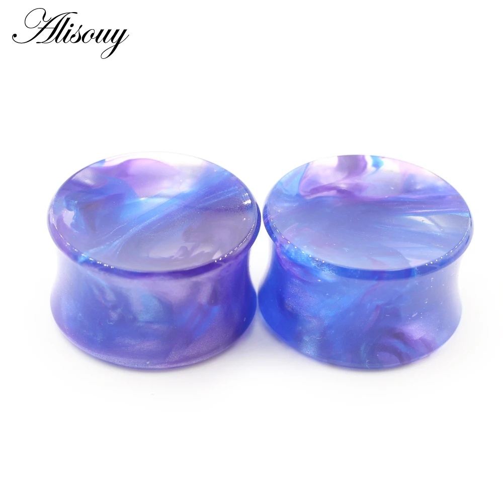 Alisouy 2PCS Concave Acrylic Transparent Smog Double Flared Ear Tunnels Plugs Expander Stretcher Gauges Piercing Body Jewelry