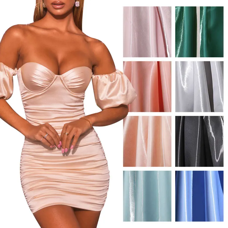 150cm Breite Luxus Glänzende Metallic Flüssigkeit Satin Stoff Galaxy Glänzenden Feinen Polyester Tuch für Mode Zeigen Kleid Komfort Material