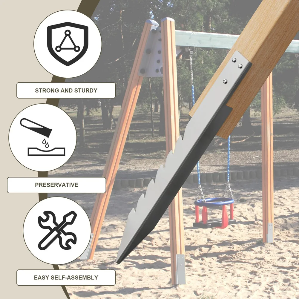 4Pcs Fence Post Anchor For Kids Swing Wooden Playhouse Swing Fixings,Galvanized,Windproof Eco-Friendly