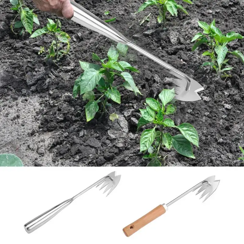 

Garden Weeding Tools 4 Teeth Dual Purpose Weeder Stainless Steel Grass Remover Tool Upgrade Stainless Steel Grass Remover Tool