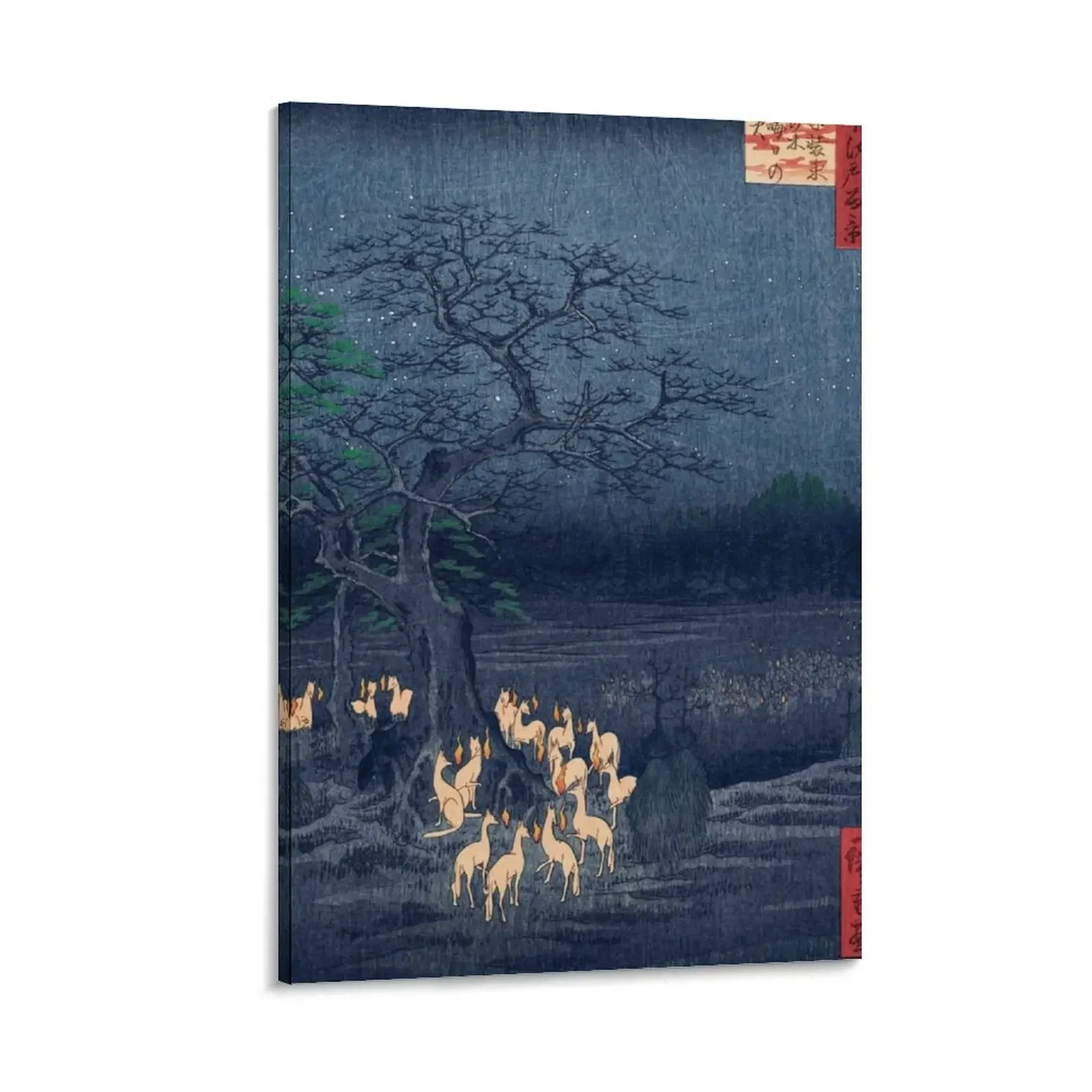 

Foxes at Night Shrine Vintage Ukiyo-e Japanese Art Canvas Painting fashion wall paintings Posters on the wall Wall paintings