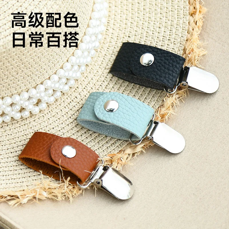 Men and Women's PU Leather Hat Clip, Summer Travel, Bag Luggage, Sun Hat, Beach Hat Clip, Protect from Falling, Bag