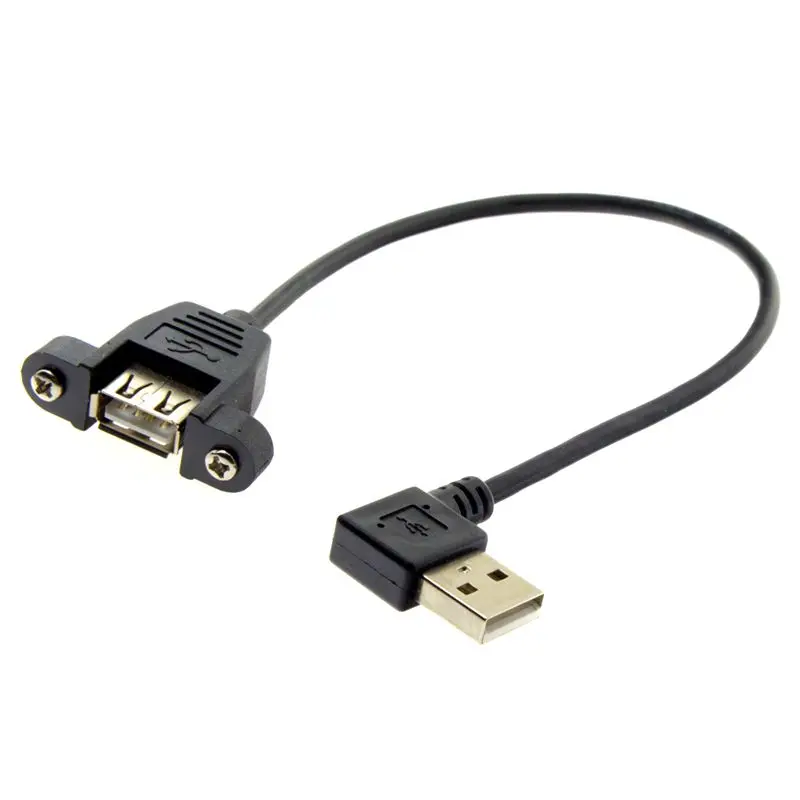 90 ° Up/Down/Left/Right Bending USB 2.0 Male to Female Extension Cable with Ear Screw Hole for Fixing Chassis Panel Data Cable