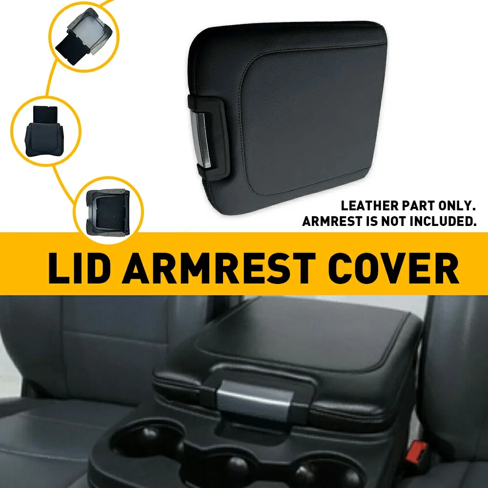 For Dodge Ram 1500 2500 3500 2013 2014 2015-2018 1Pcs Leather Center Console Lid Armrest Cover Replacement Black Gray Auto Parts