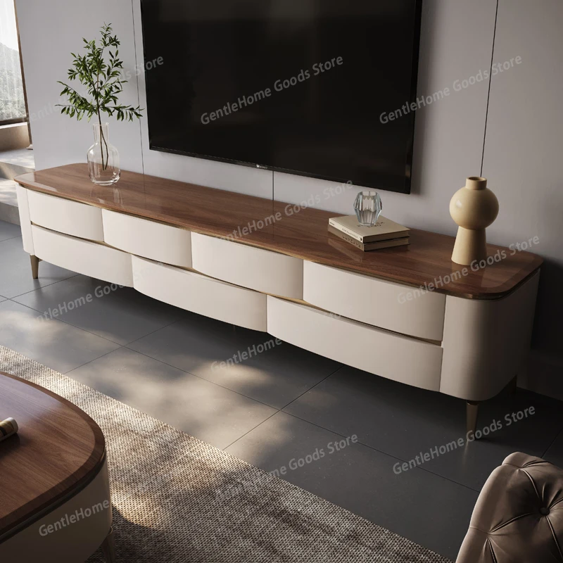 

Solid Wood Wall TV Cabinet Italian Light Luxury Modern Living Room Tv Table Universal Display Storage Archivadores Furniture