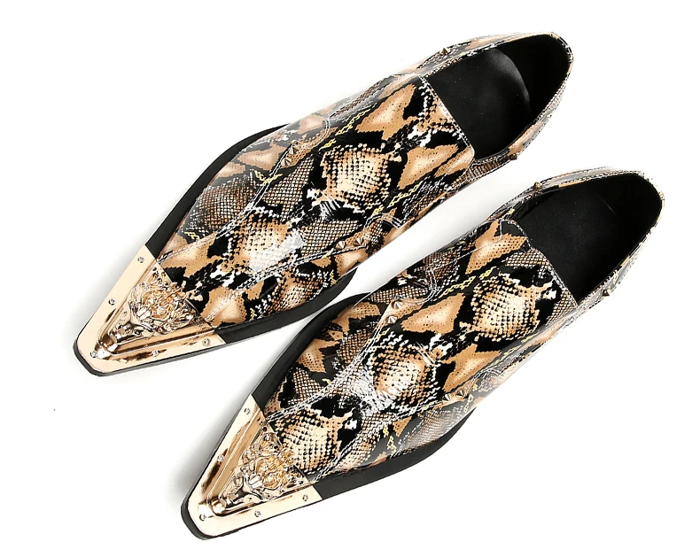Herrenschuhe aus echtem Pythonleder, formelle Anzugschuhe mit Metallketten-Dekor, luxuriöse Modeschuhe für Frühling und Herbst, Business-Bankett-W – Detail 37