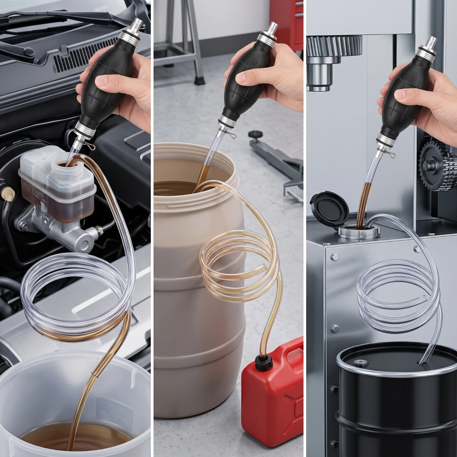 Manual Siphon Pump Universal Siphon Pump with Tubing Flexible Transparent for Motorists, Automotive Maintenance
