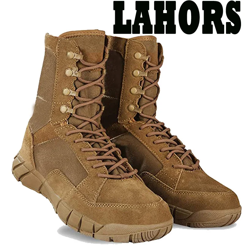 LAHORS-botas militares ligeras para hombre, zapatos tácticos de combate con cordones, impermeables, al aire libre para senderismo, transpirables, envío gratis