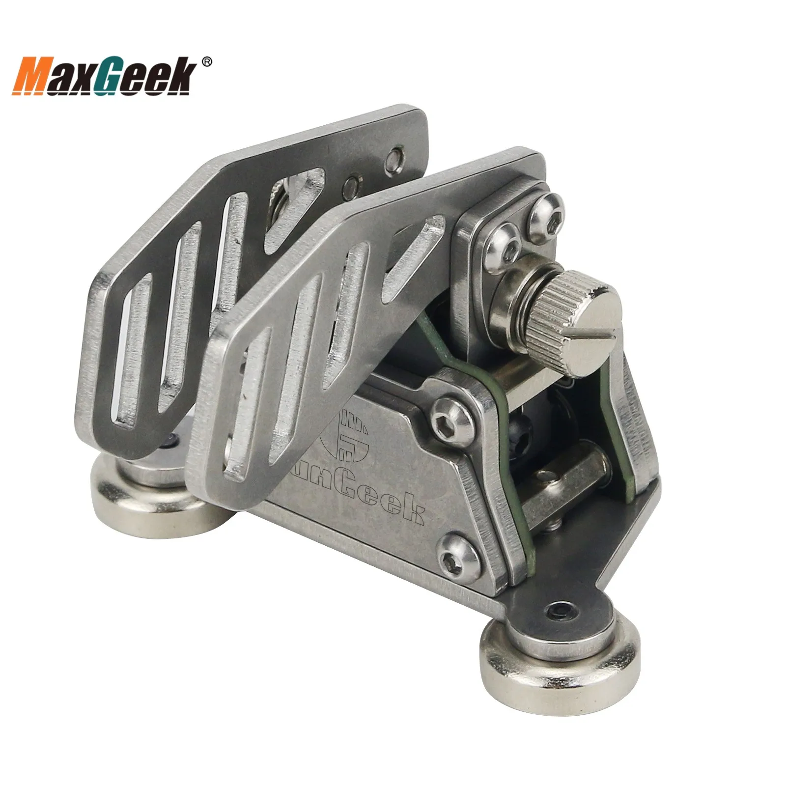 HamGeek HG-K6 2nd الجيل المزدوج مجداف مورس مفتاح الفولاذ المقاوم للصدأ التلقائي CW مفتاح مع قاعدة مغناطيسية
