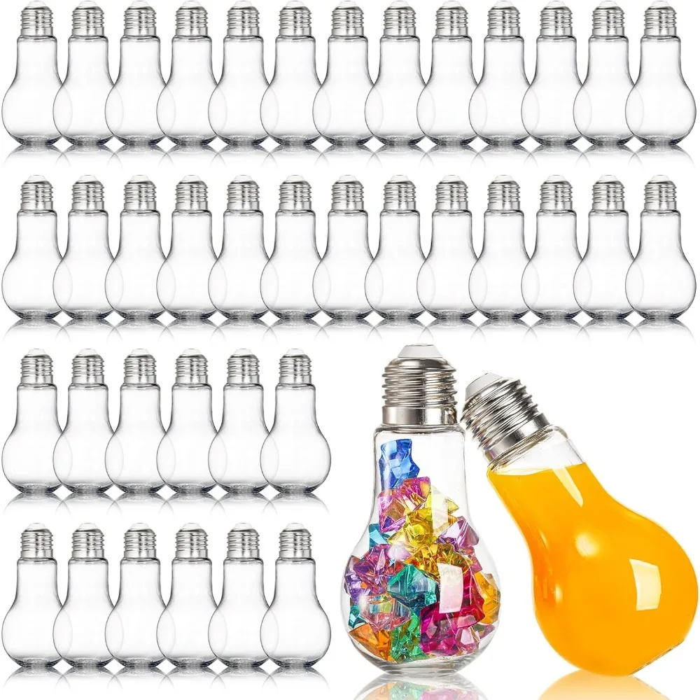 

40 pack plastic light bulbs, 120ml/4.1 oz clear fillable ornaments, plastic light bulbs candy jars for crafts, decorative center