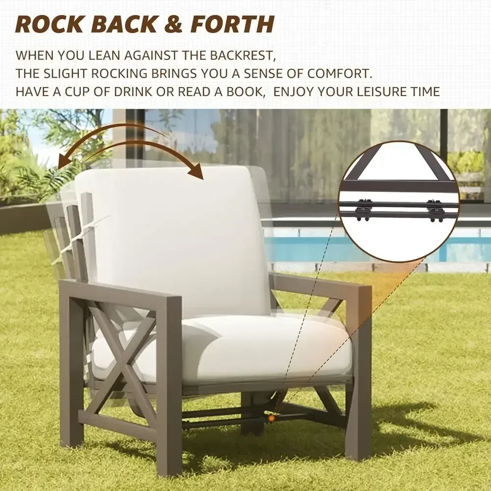 Patio urniture Sets, 4 Pieces Outdoor urniture ern Metal Patio Sectional Soa Contion Set,2 Motion Rocking Chairs,6.5