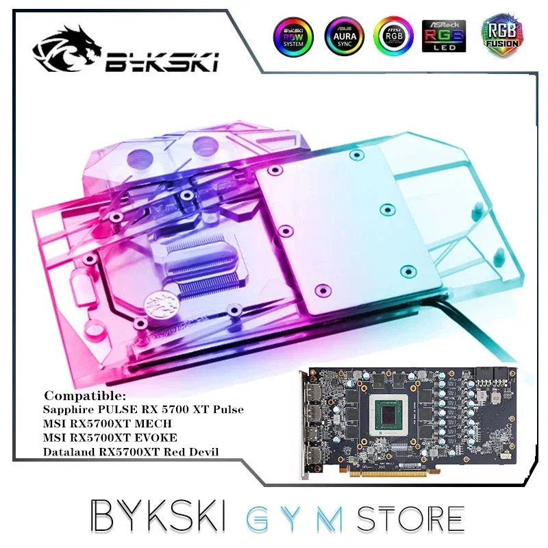 Bykski capa completa gpu bloco de água para safira rx 5700 xt pulso msi rx5700xt mech/evoke/dataland rx5700xt cartão red devil amd