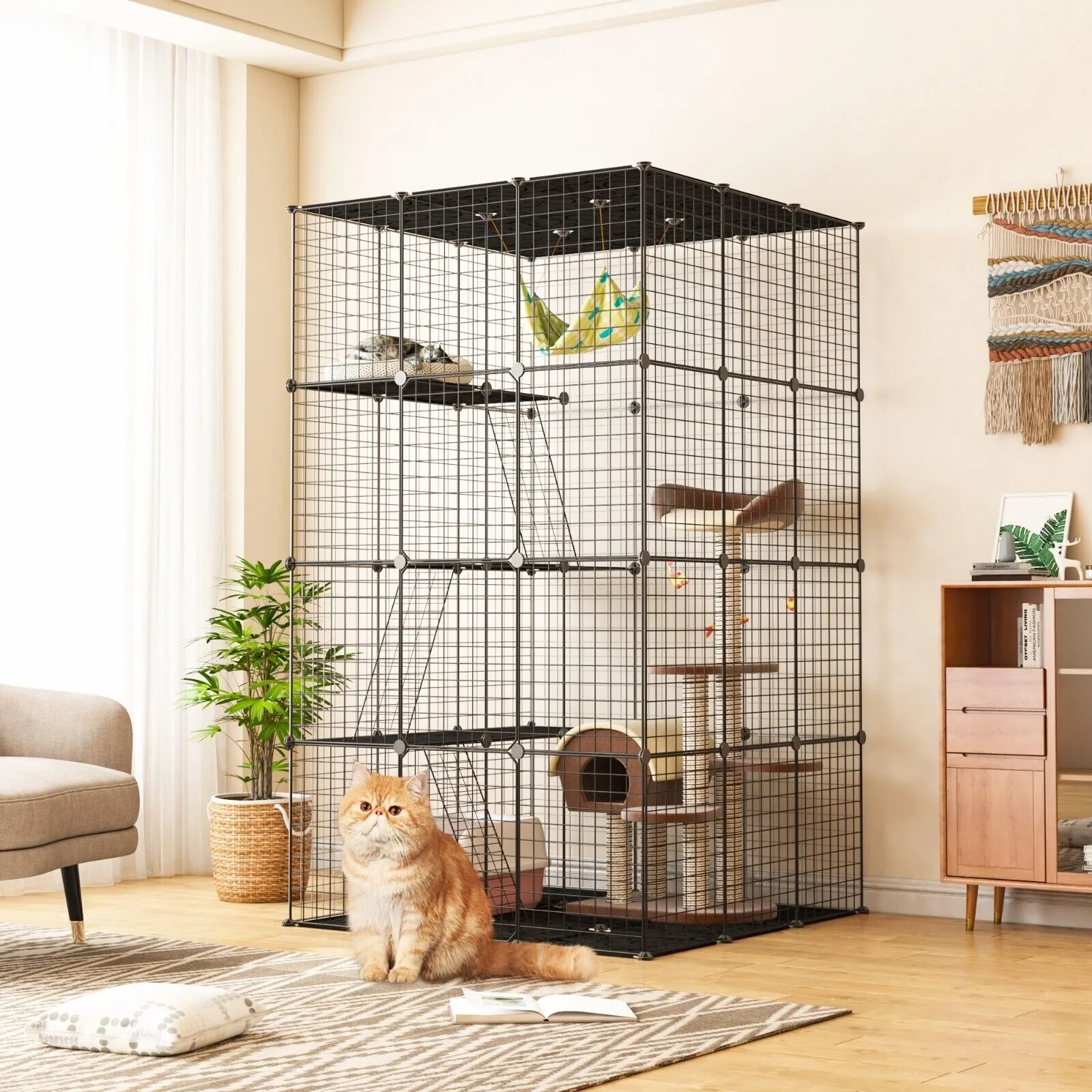 

US Large Cat Cage DIY Cat Playpen Indoor Metal Wire Kennel for Rabbit Small Animal