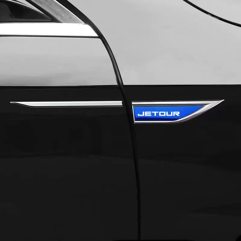 2Pcs 3D Metal JETOUR Fender Side Blade Badge Anti Scratch Body Protective Sticker For Jetour X70 X70 Plus X90 X95 Dashing Travel