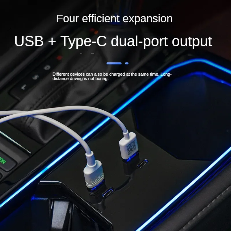 2022 For Honda Accord Inspire Car Fast Charger 90W USB Shunt Hub Splitter With Cigarette Light To Adapter Type C USB Charging