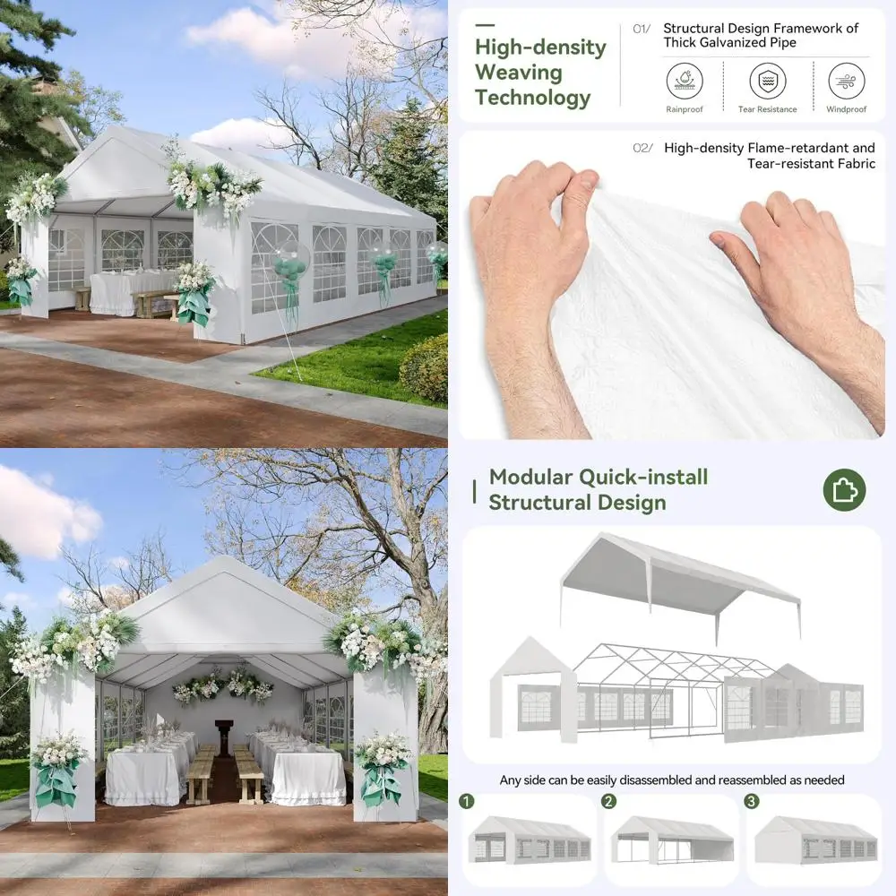 

Sturdy 32x16 ft Outdoor Party Tent with Detachable Walls, Waterproof Shelter for Weddings, Events, and Celebrations