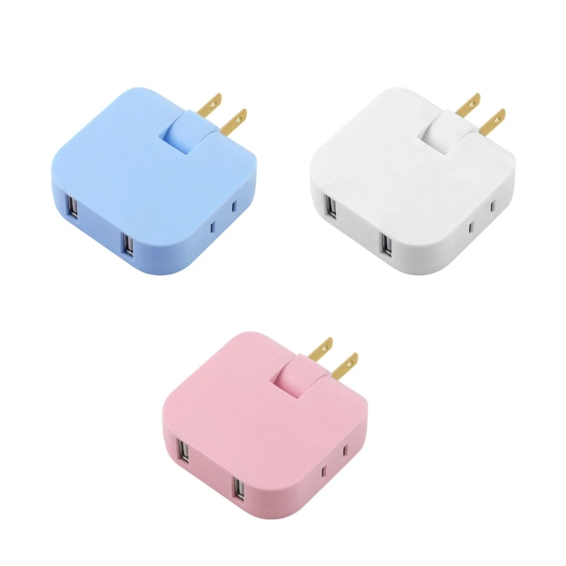 4 in 1 Rotatable Socket Converter Flat Pin Plug Outlet Extender Wall Plug with 2USB Adapter 180°Rotary