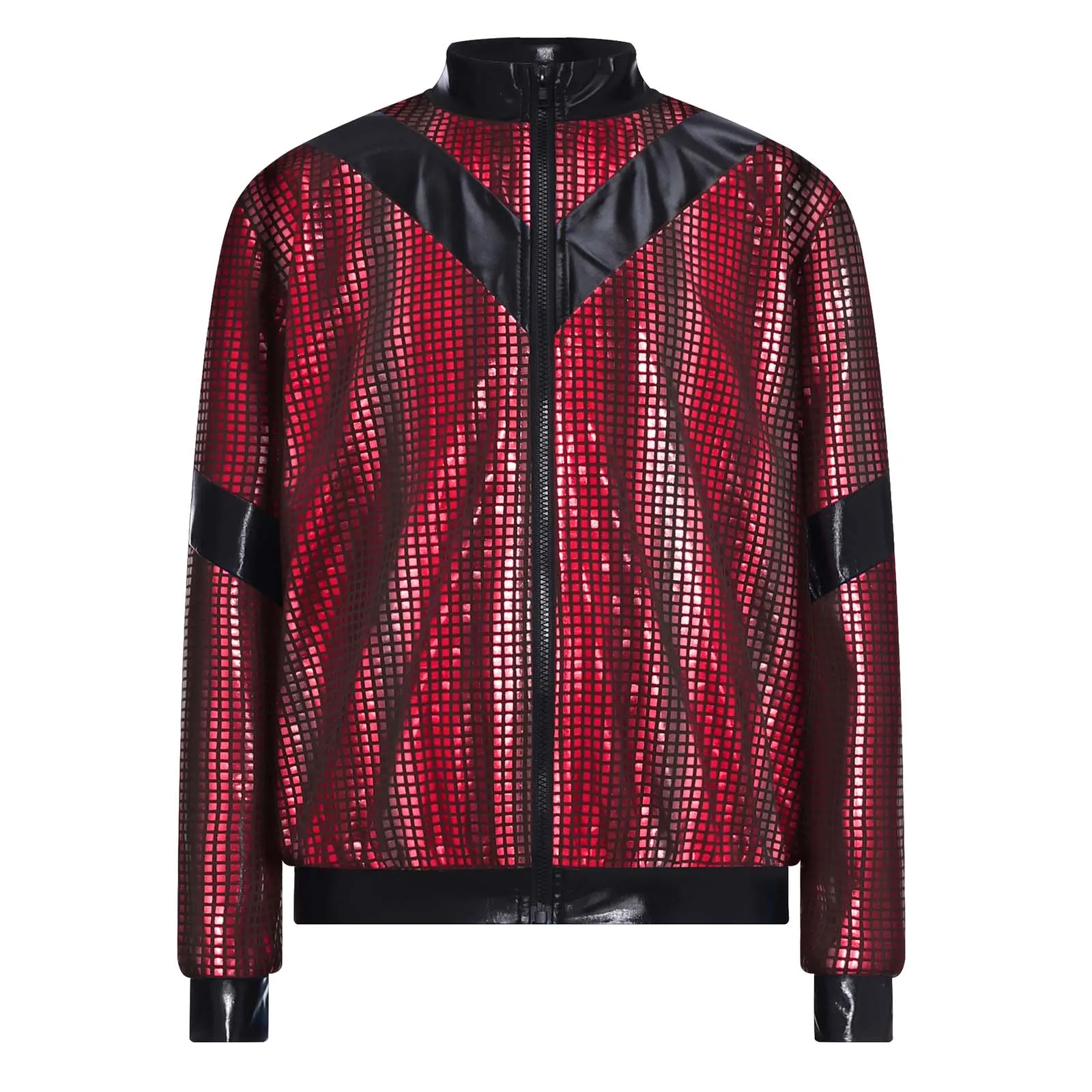 어린이 소년 소녀 힙합 재즈 댄스 의상 봄 긴 소매 앞 지퍼 메탈릭 격자 무늬 컬러 블록 자켓 코트 streetwear