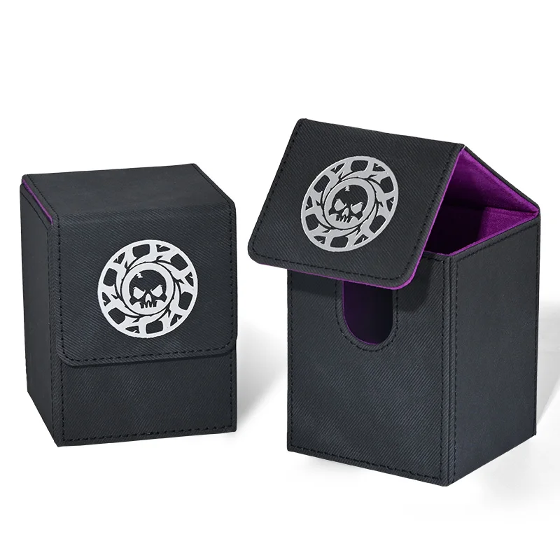 2팩 카드 덱 박스, 100개 이상의 싱글 슬리브 카드 보관, PU 가죽 데님 엠보싱