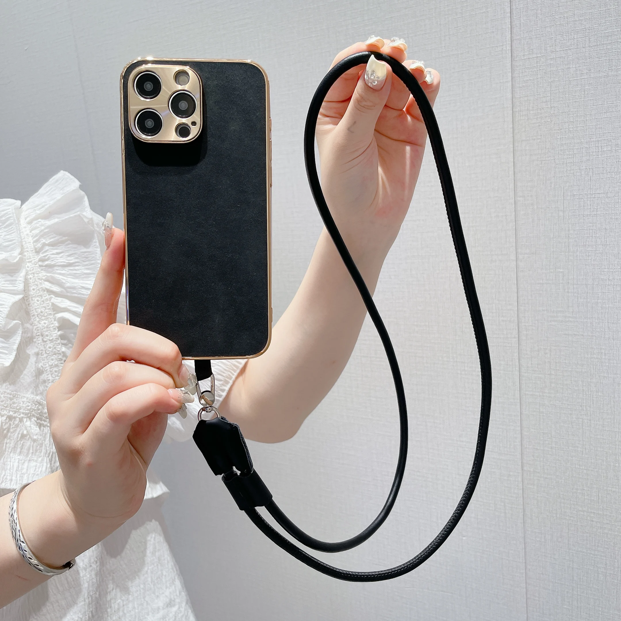 Universal Crossbody Leather Strap Chain For Smart Mobile Phone Case iPhone 120CM Sports Leather Colorful Nylon Single Cord Rope