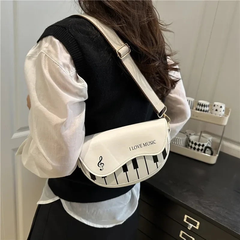 Small Square Crossbody Bag Women Piano Keys Printing Design One Shoulder Strap Korean Style Fashionable 2025 New Arrival view 2