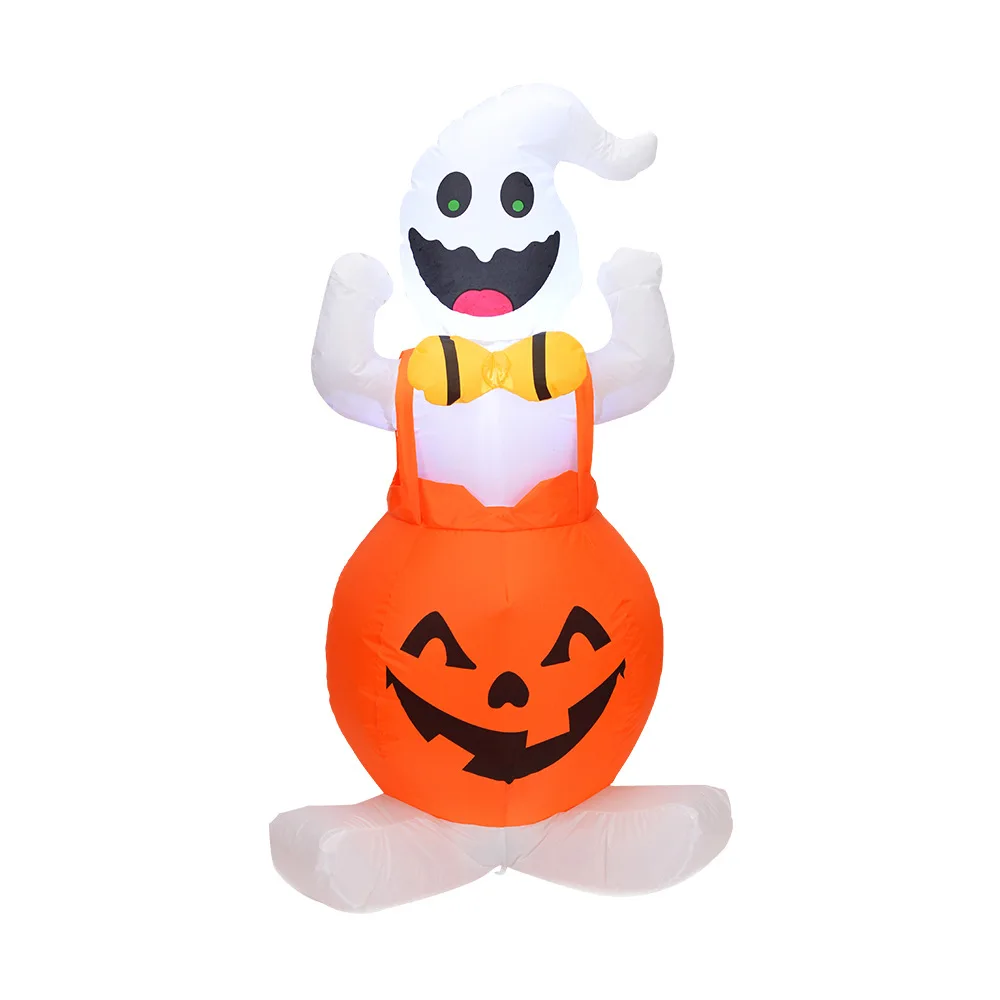 LED Inflatable Halloween Pumpkin Inflatable Model 1.2m Strap Pumpkin Ghost Halloween Decoration Garden Courtyard Lawn Lamp Hot