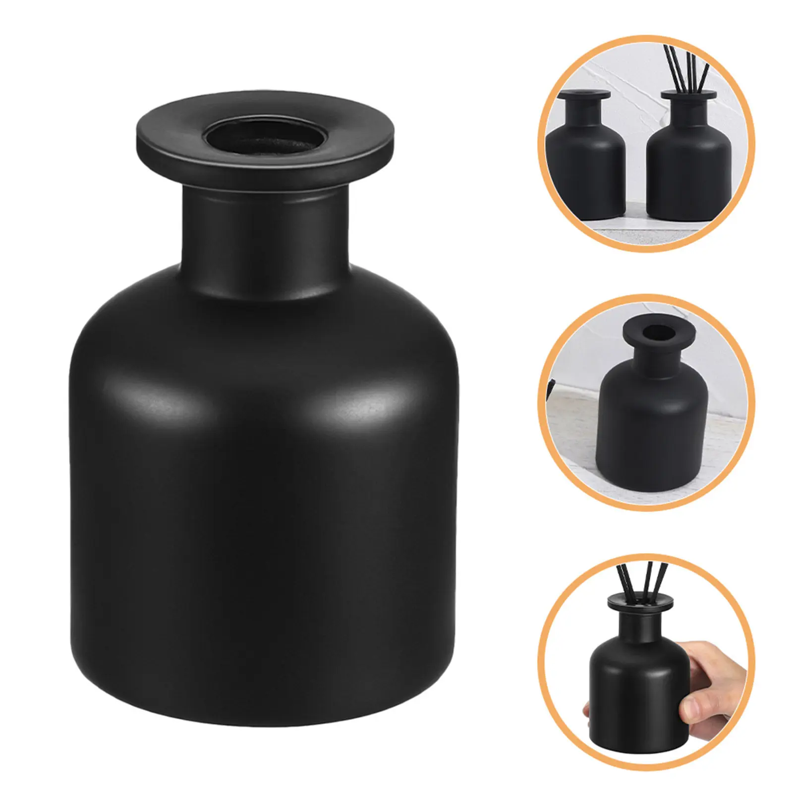 

4Pcs Matte Black Glass Reed Diffuser Bottles 150Ml Round Empty Refillable Essential Oils Container Decorative Aromatherapy Home