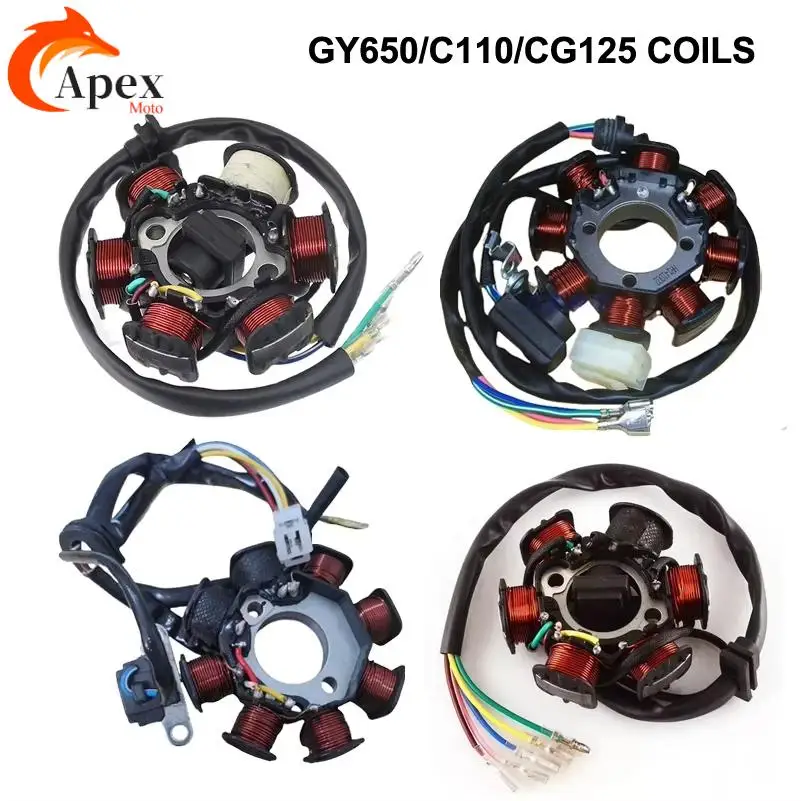 6 Coil Pole Magneto Flywheel Stator for 50cc 70cc 90cc 110cc 125cc PIT Quad Dirt Bike ATV Buggy