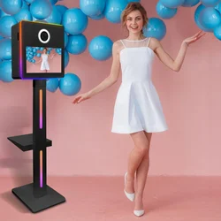 Portable Selfie Magic Mirror Photo Booth Machine 15.6 inch LCD Touch Screen DSLR Camera Booth Shell for Party Event Weddings