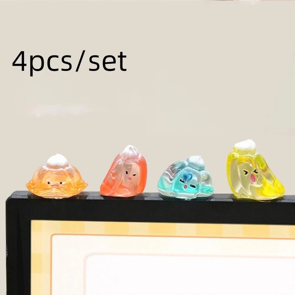 4pcs/set Desk Ornament Computer Monitor Decoration Orange pudding Computer Display Pudding Mood Figurine Cartoon