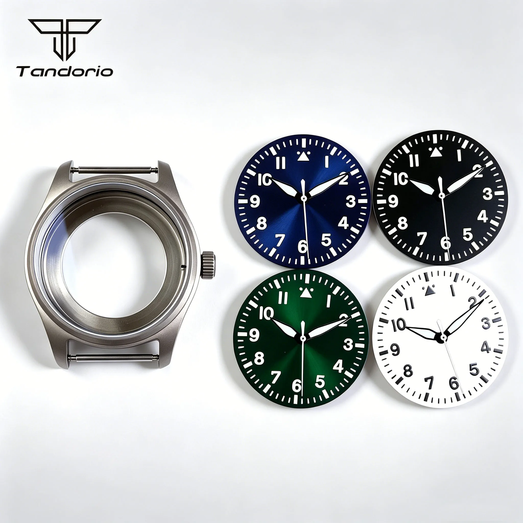 Titanium Pilot 36mm/39mm Diving Watch Case & Dial Set Clear Backcover Fit NH35 NH38 Miyota8215 8205 DG2813 ETA2824 PT5000 ST2130