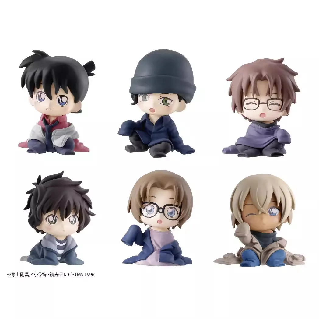 

6 шт./компл., аниме «Детектив Конан каваи», сидячая поза, экшн-фигурка, модель из ПВХ, игрушки, кукла, украшение для торта, коллекционная подарочная коробка