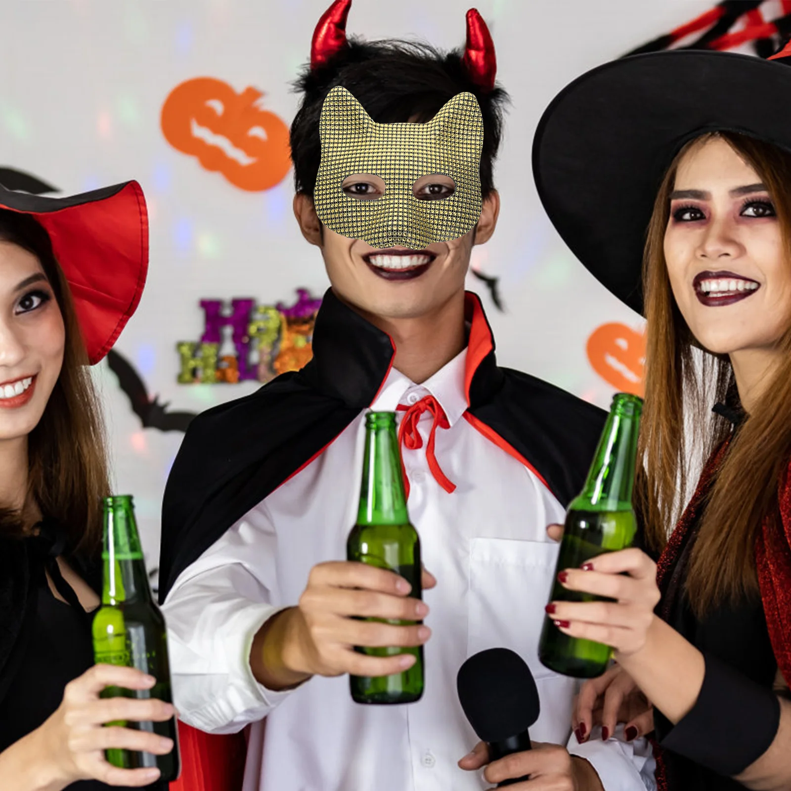 

Fox Mask Half Face Masquerade Ball Lightweight Party Costume Rhinestone Mask for Women Halloween Decorative Masks