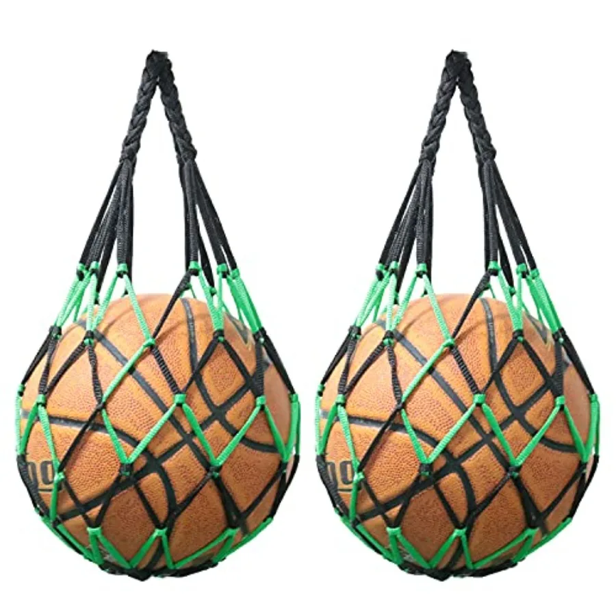 Netztasche, 2 Stück, schwarz, grün, Nylon, Einzelball-Netztasche, Träger für Volleyball, Basketball, Fußball, Fußball