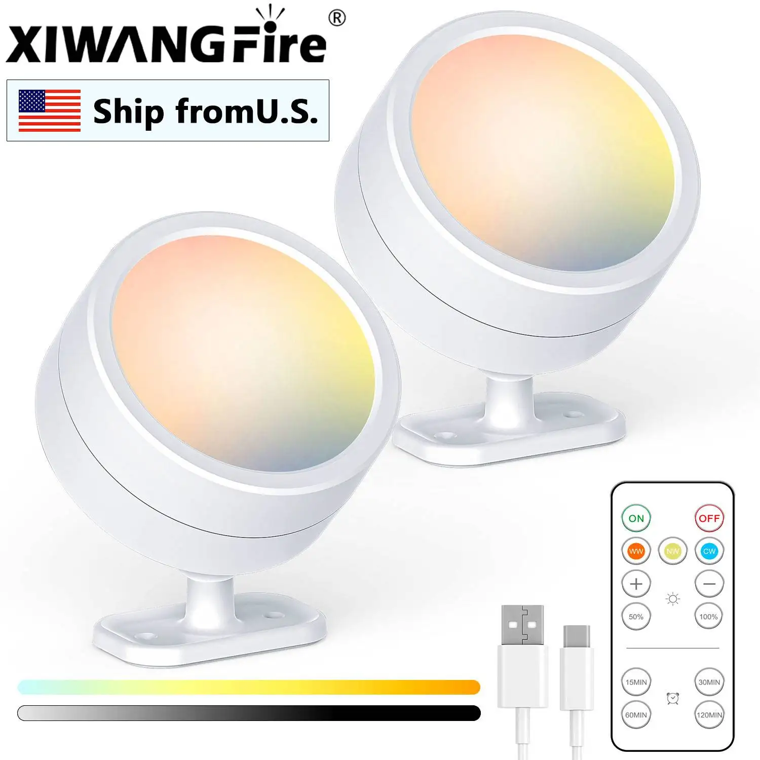 

LED Magnetic Wall Sconce Lights With Remote Rechargeable LED Wall Lights 360°Rotation Mounted Wall Sconces For Bedside Reading