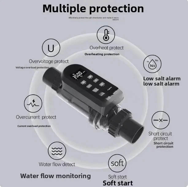 Salt Chlorine Machine Swimming Pool Salt Chlorinator Disinfection Equipment Baby Pool Villa Bath Spa Electrolysis Sterilization