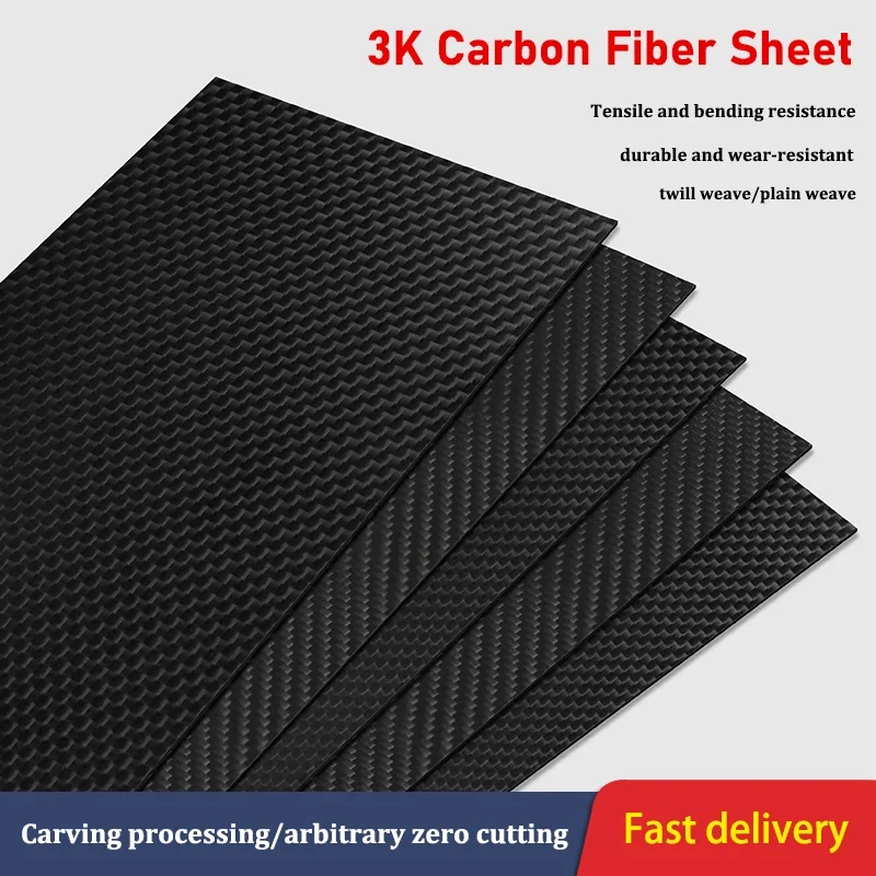 Carbon Fiber Sheet Carbon Fiber Plate Carbon Fiber Panel Board Thickness 0.2/0.5/1/1.5/2/3/4/5/6/8/10mm 50x50 100x100 200x300