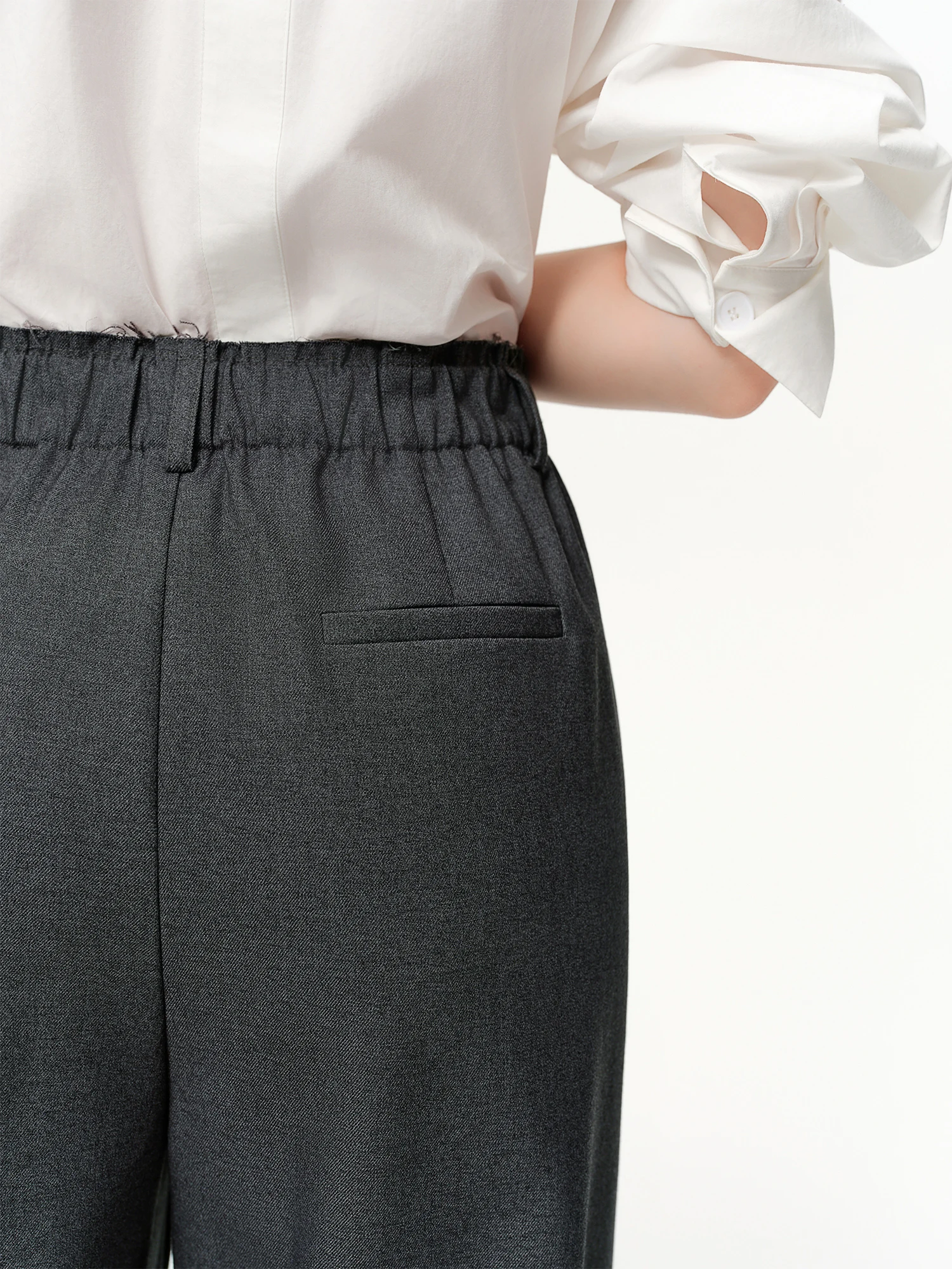 DUSHU 2026 Spring Women's Relaxed Wide Leg Pants, High Waist Casual Lounge Palazzo Trousers, Grey Flowy Straight Leg Joggers