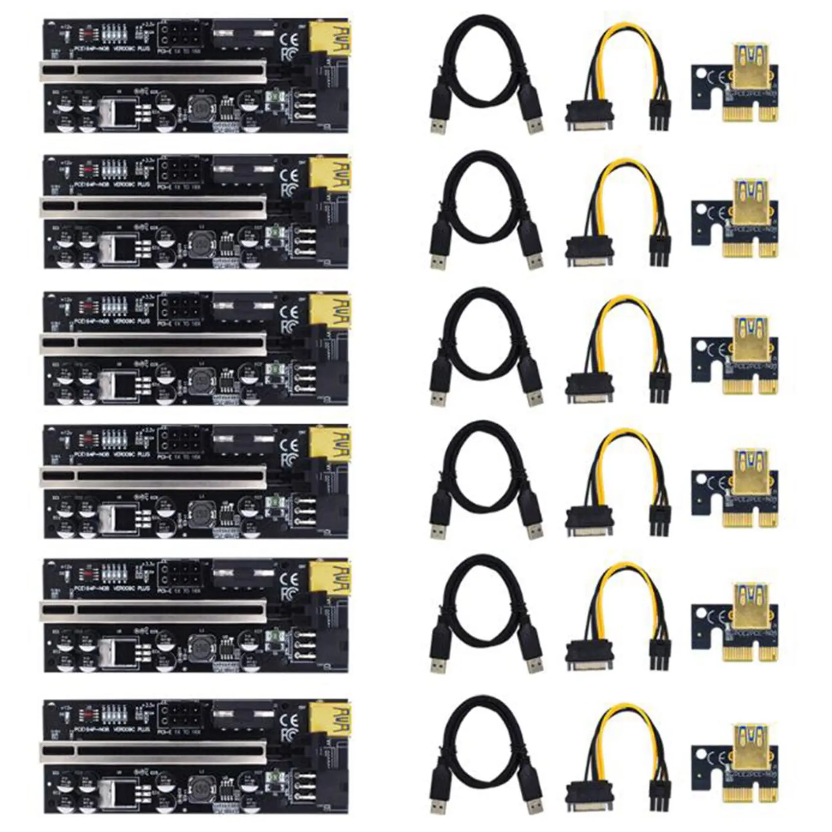 

Версия Riser 009C Plus PCI-E 1X 4X 8X 16X Extender Riser Card PCIE PCI Graphics Extension Miner Mining