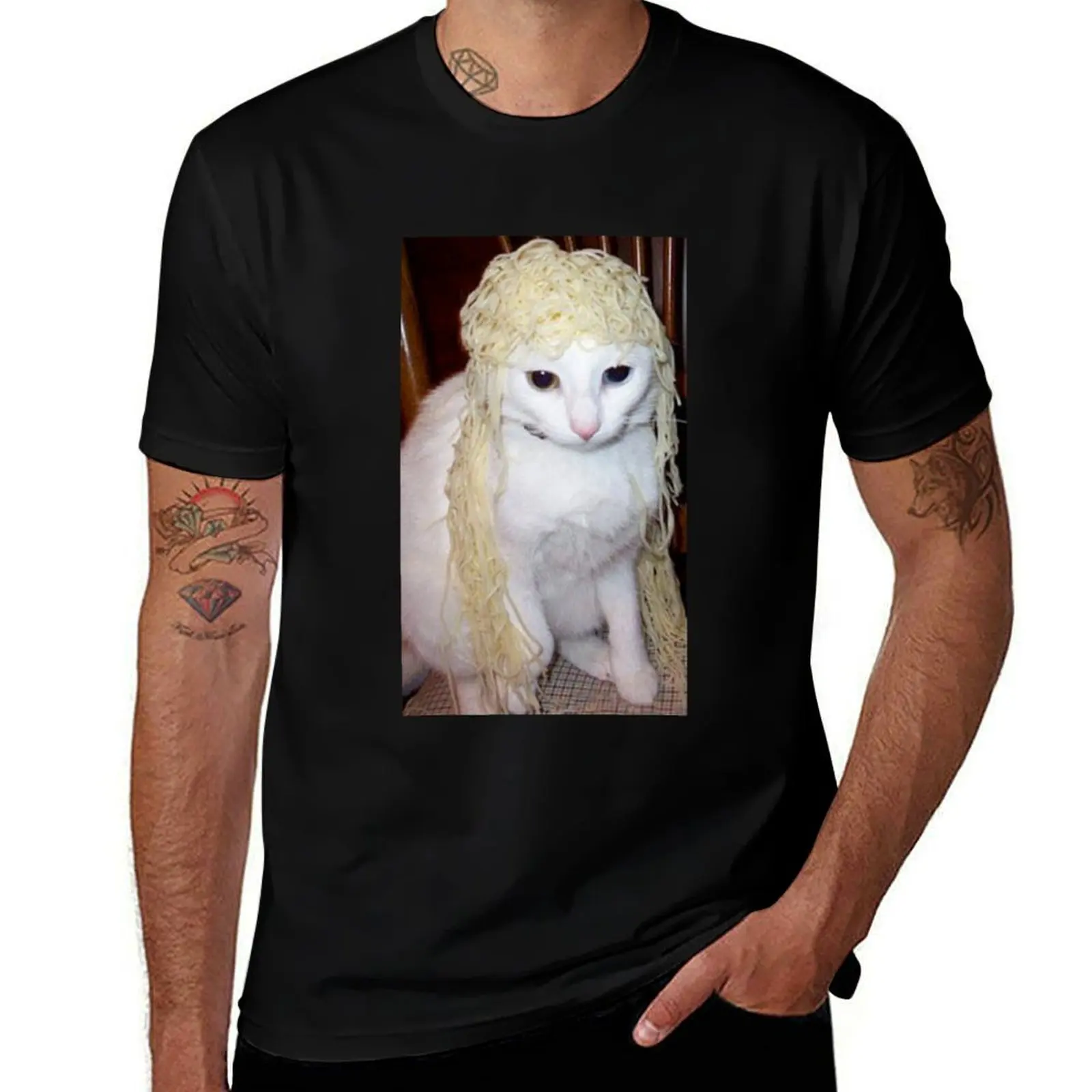 Spaghetti Cat T-Shirt cotton t shirt man T-Shirt
